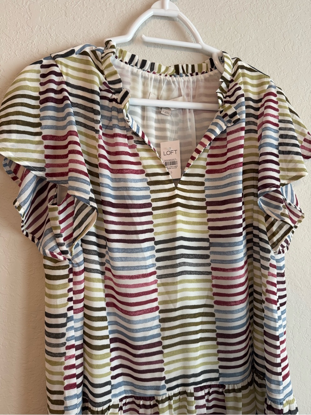 LOFT Colorful Striped Short Sleeve Dress - Picture 4 of 5